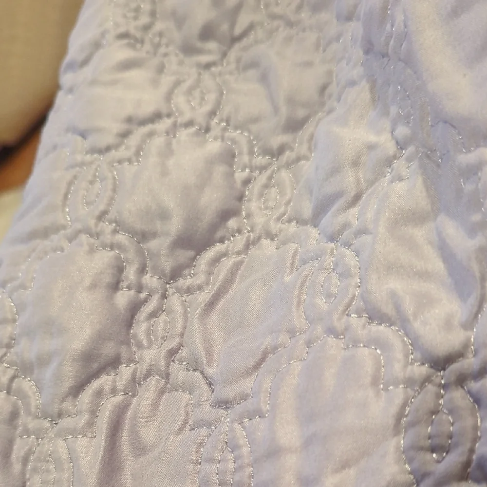 Set Of Two Vintage Quilted Pillow Shams. Soft Gray